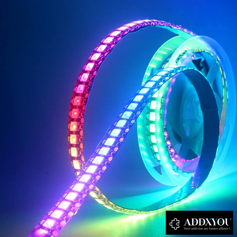 Addxlight guirlande Led 5 mètres ( 60 LED multi couleur ajustable au mètre )