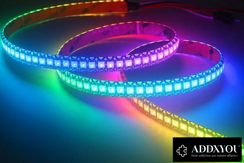 Addxlight guirlande Led 5 mètres ( 60 LED multi couleur ajustable au mètre )