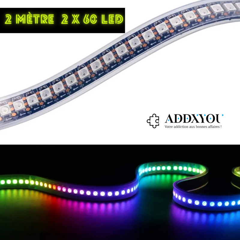 Addxlight guirlande Led 5 mètres ( 60 LED multi couleur ajustable au mètre )