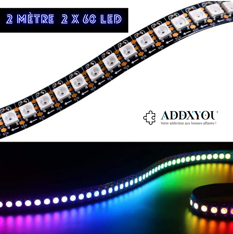 Addxlight guirlande Led 5 mètres ( 60 LED multi couleur ajustable au mètre )