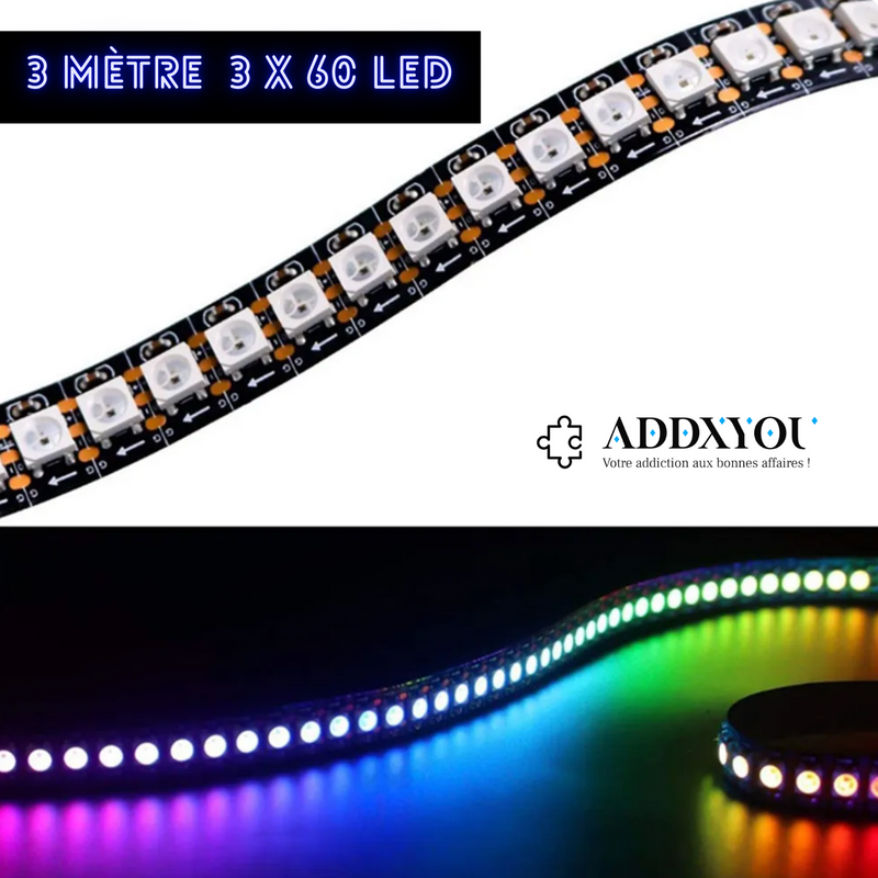 Addxlight guirlande Led 5 mètres ( 60 LED multi couleur ajustable au mètre )